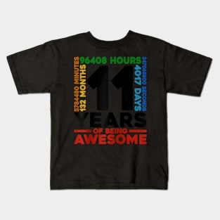 11 Years 132 Months Of Being Awesome 11th Birthday Kids T-Shirt